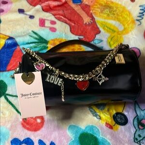 Juicy Couture Black Shoulder Bag with Gold Chain Accents